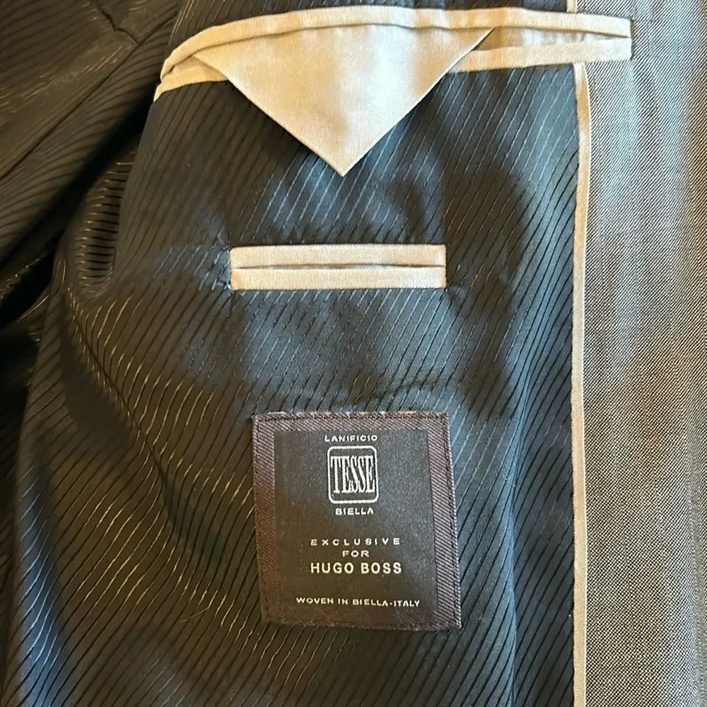 Hugo Boss Mens Grey Side Vents 2 Button Sport Coat